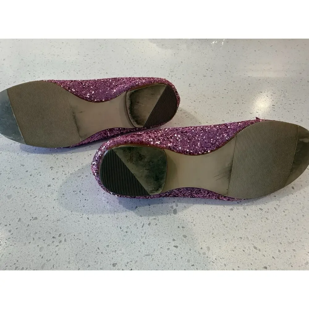 Nordstrom Girls Pink Glitter With Jewels Ballet‎ Flats Little Girls Size 1 M